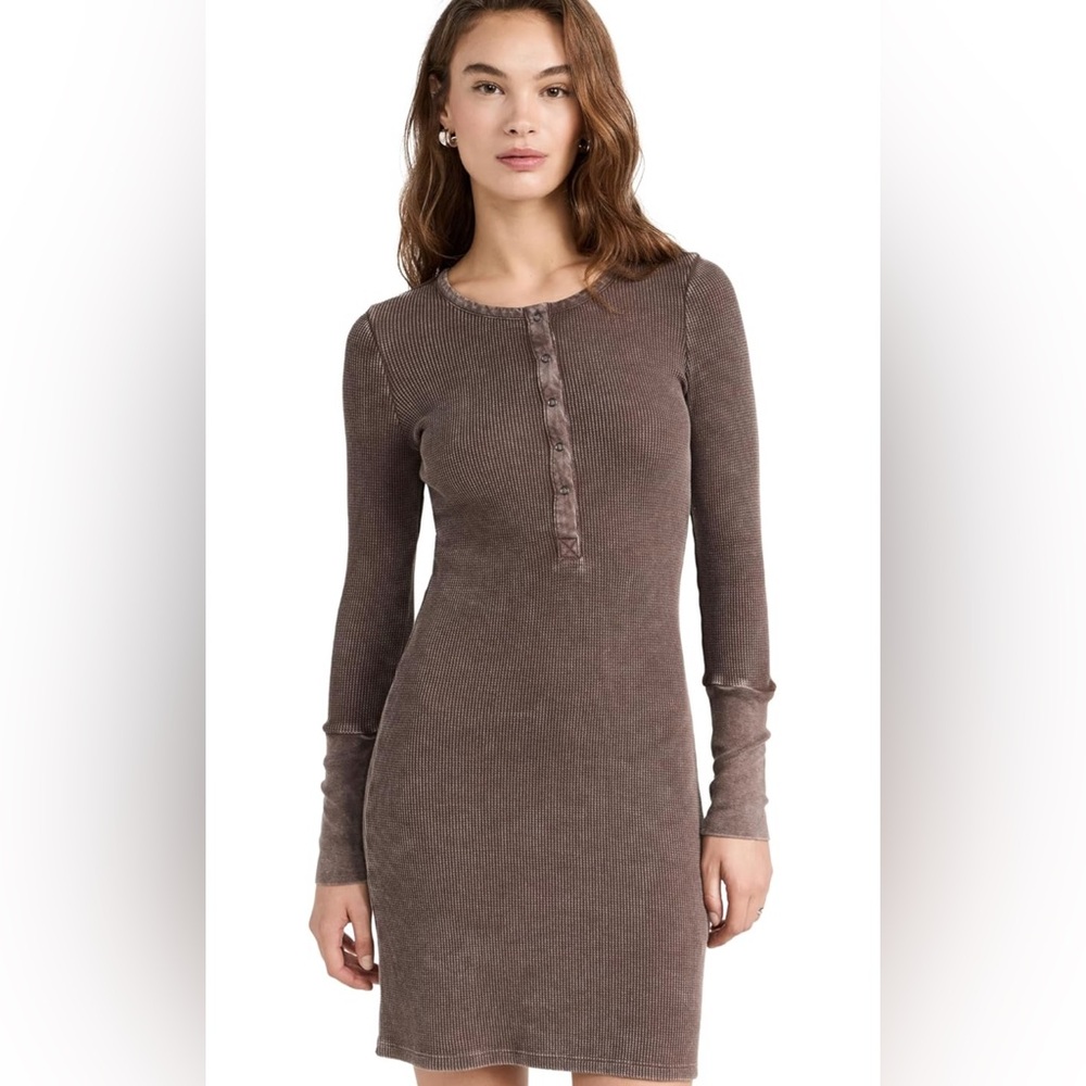 Splendid forever Henley mini dress chocolate brown